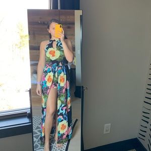 Long floral dress with shorts